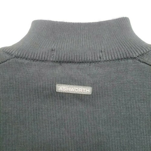 Ashworth Golf Sweater Mens L Long Sleeve Pullover 1/4 Zip Lined Pima Cotton Gray - Picture 7 of 11