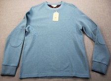 Ben Sherman Logo Mens Niagara Blue Waffle Knit Elbow Padded Sweater NWT S  79