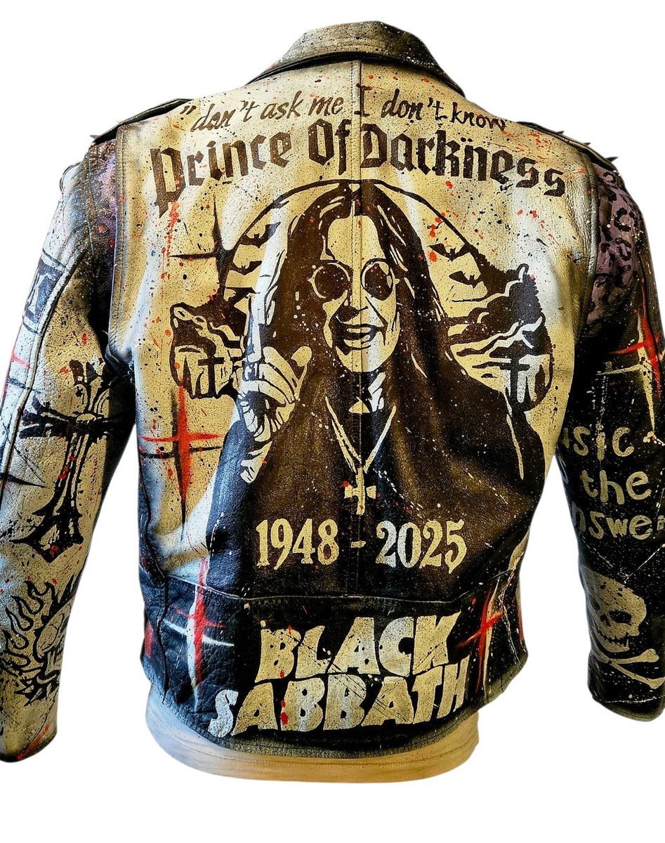 Vintage Leather Hand Painted Black Sabbath Monument Rock Jacket