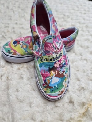 Vans Off The Wall Mädchen Turnschuhe Größe 1,5 Junior Alice im Wunderland sehr guter Zustand 
