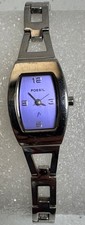 Fossil F2 Women ES-9423 Dress Purple Dial Stainless Steel Quartz New Battery