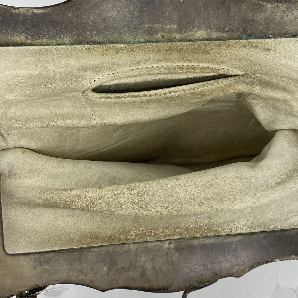 "Antiguo bolso de noche victoriano Art Deco de malla chapada en plata alemana de 1920 7 1/2"x6""" Foto 4 de 4