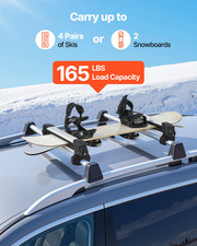 Ski  Snowboard Roof Rack 4 Skis 2 Boards Aluminum Car Top Holder Lock Crossbar