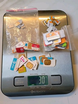 LOT OF 108 30grams Used Micro/Mini SIM Cards for gold recover /Gold  Carriers