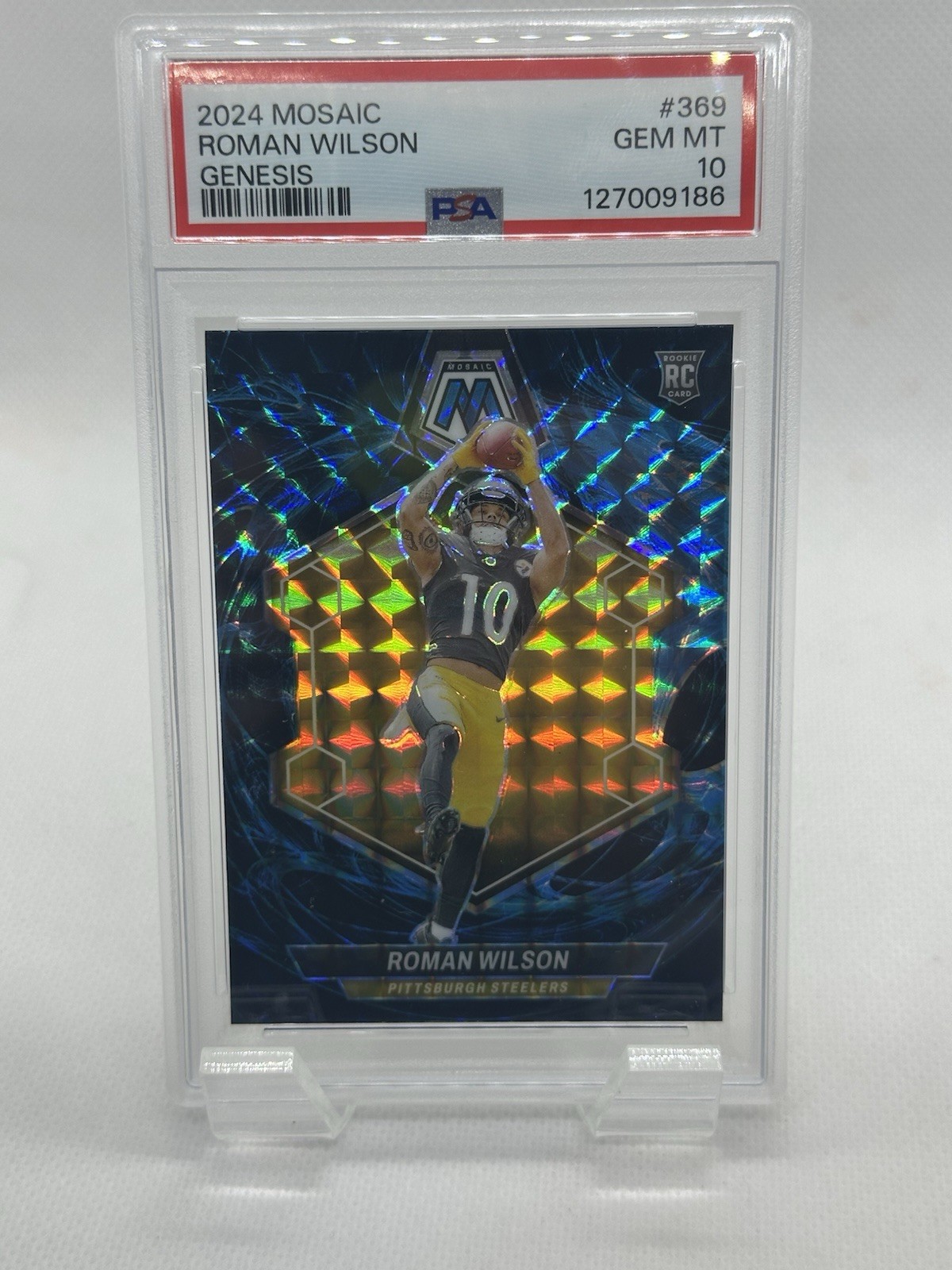 2024 Panini Mosaic Rookies Roman Wilson #369 Genesis Mosaic Prizm (RC) Steelers