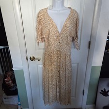 Faithfull The Brand NEW Billie Midi Dress Dahlia Floral Print Yellow Brown US 6M