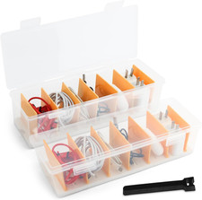 2 Pack Cable Organizer Storage Box with 16 Cable Ties, Case Wire Organizers  Ad