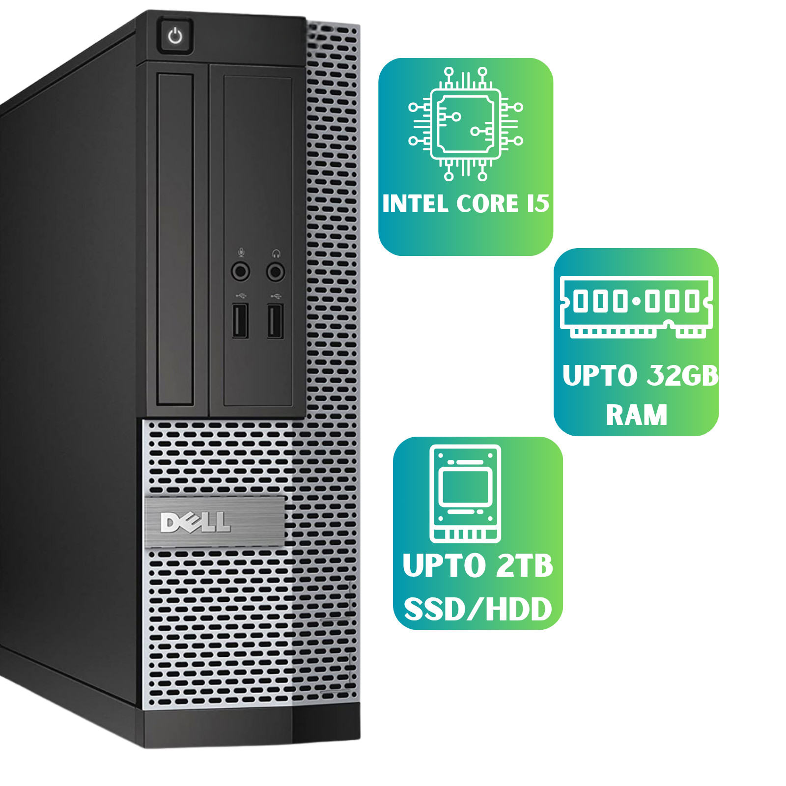 Dell Desktop SFF | Intel i5 | 32GB Memory | 2TB SSD+HDD | Windows 11/10 Pro