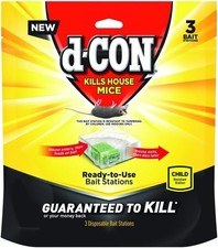 d-Con Ready-to-Use Disposable Bait Station Kills House Mice, 3 Count..