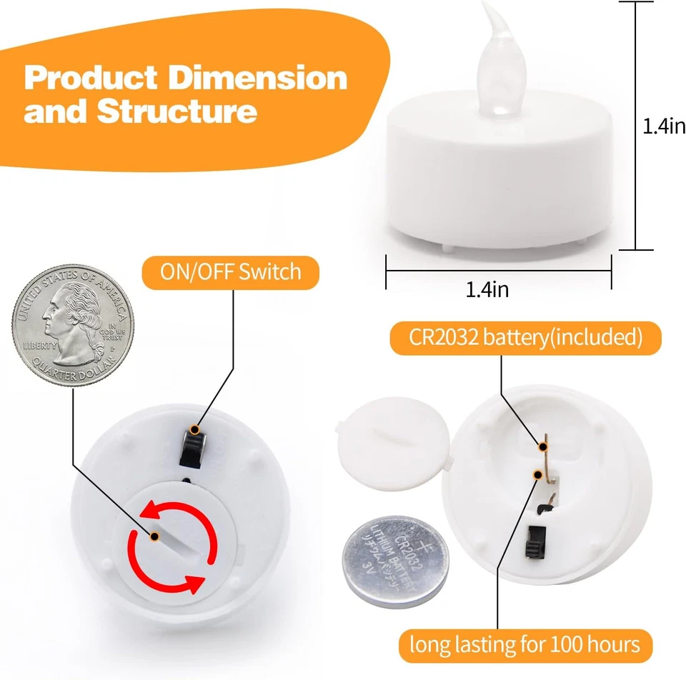Flickering Warm White LED Tea Lights - 12 to 400 Pack Options Available - Image 3 of 4