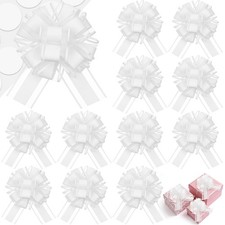 12 PCS 6'' White Gift Bows Large Bows for Gift Wrapping Ribbon, Big Pull Bows...