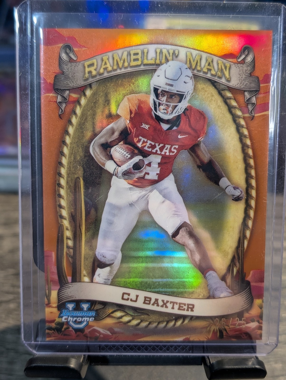 2024 Topps Bowman Chrome Ramblin' Man CJ Baxter RM-6  25/25 Book End!