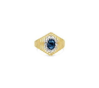 Saphir Diamant Halo Cocktail Ring 14 Karat Gelbgold