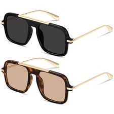 Trendy Aviator Sunglasses for Women Men Retro Square 70s style Vintage Metal ...