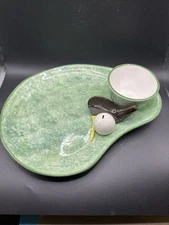 Vintage Briggs Pottery Sculpted Golf Serving Plate Tray Chip And Dip Tray Tee