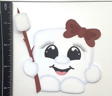3D Marshmallow On Stick Smiling Girl Bow Scrapbook Card Embellishment 4195