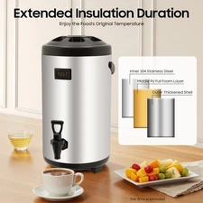 12L Insulated Beverage Dispenser Stainless Tea Juice Coffee Milk Dispenser NEW