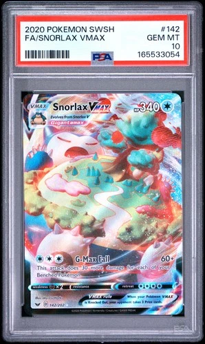 2020 POKEMON SWORD & SHIELD #142 FULL ART/SNORLAX VMAX PSA 10