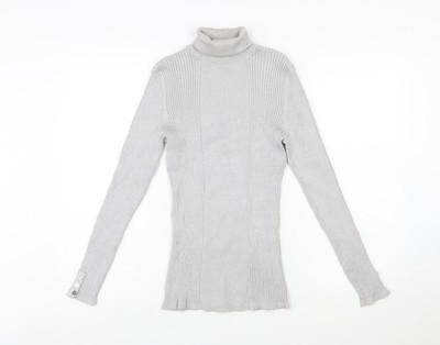 Style & Co Damen Silber Rollkragen Rippstrick Pullover XL