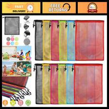 12Pcs Drawstring Mesh Bags 13"x15.5" Nylon Storage for Toys, Travel  Sports
