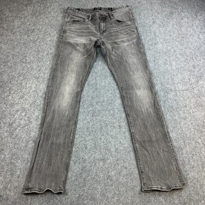 Superdry Herren Jeans Slim Tapered 32 34 Medium Wash Grau Stretch Schnurrhaare