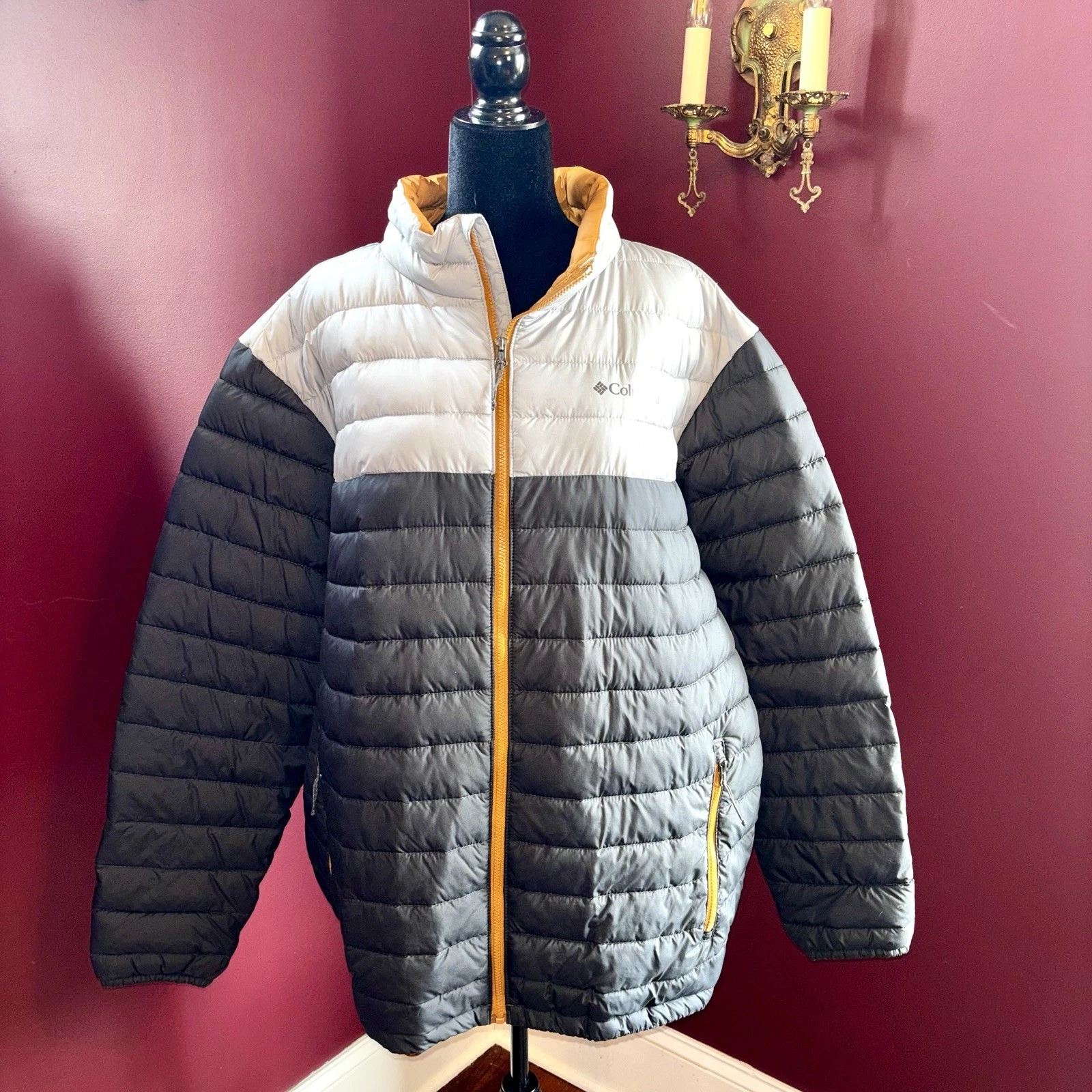 Columbia Omni Heat Puffer Jacket Mens XLT Insulated Full Zip Winter Coat