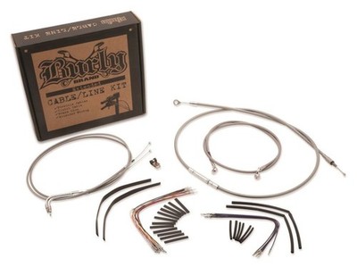 Extended Braided S.S. Control Cable Kit For 16'' Gorila Bars Burly Brand B30-1244