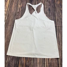ALO Yoga  Tank Top White Large Twist Back Racerback Sleeveless Athletic Wear