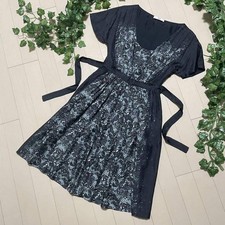 USED AUTHENTIC PRADA SHORT-SLEEVED DRESS WITH RIBBON DETAIL, 100% SILK, SIZE 3