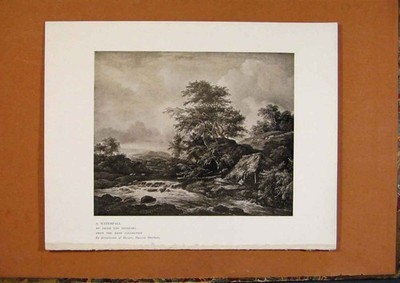 Original alter antiker Druck Kenner 1902-1909 Wasserfall von Jacob Van Ruysdael