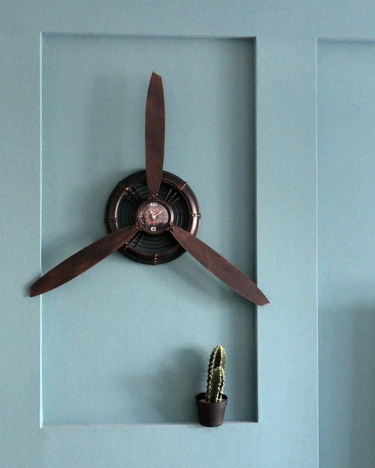 Antique Aviation Clock - Vintage Airplane Propeller Wall Art - Image 4 of 4