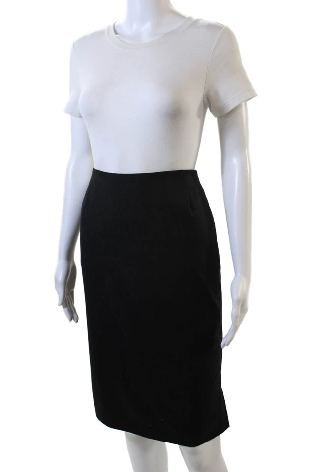 Falda lápiz Akris para mujer con cremallera lateral hasta la rodilla gris oscuro lana talla 8 Foto 2 de 4