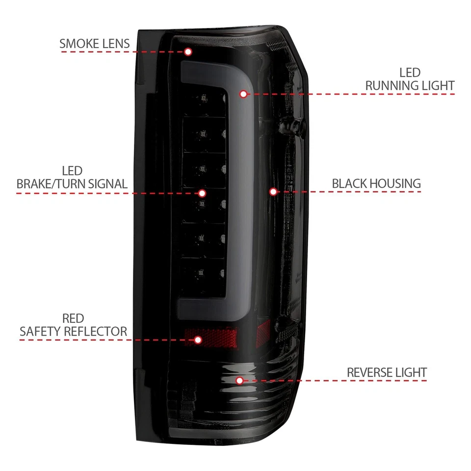 For Ford F-150 87-96 Tail Lights Driver & Passenger Side Black/Smoke Fiber Optic Foto 4 de 4