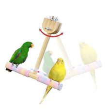 Bird Swing for Cage,Rust Sound Interactive Hanging Bird Toy,Wooden Perch