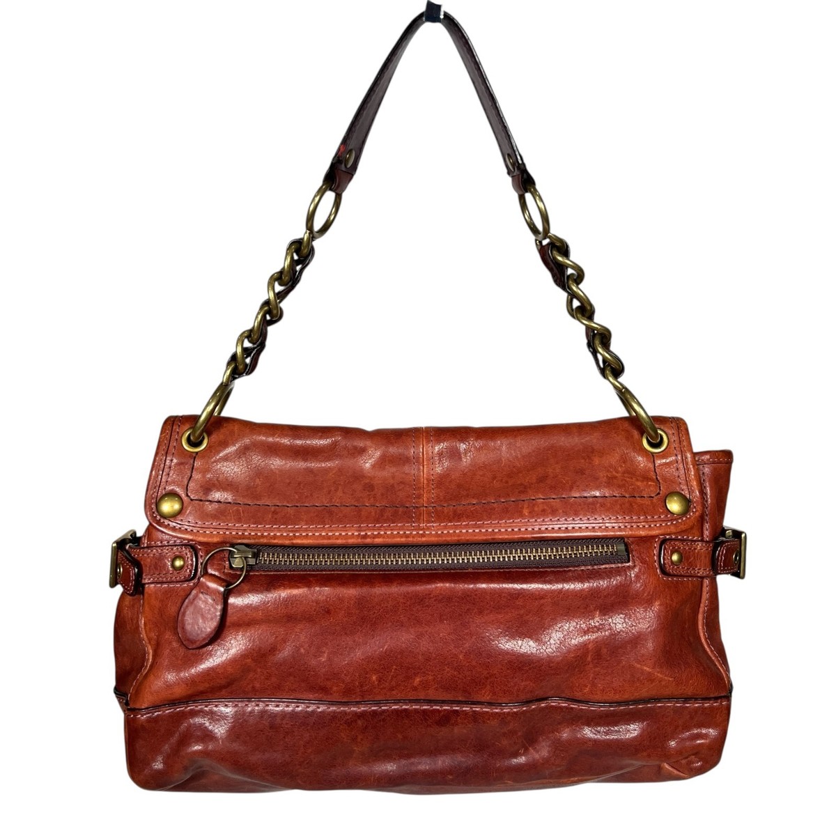 Vintage Coach 11128 Brown Leather Legacy Leigh Pocket Flap Satchel