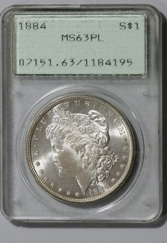 1884-P Morgan Silver Dollar  MS63PL Proof Like PCGS Old Ratler MS 63 PL
