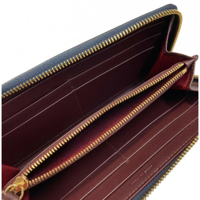 Smythson PANAMA LARGE ZIP AROUND PURSE Long Wallet Navy Leather