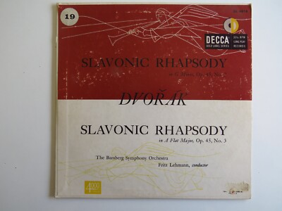 Dvořák  Slavonic Rhapsody In G Minor Op 45 No 2 / A Flat Major Op 45 No 3 LP 10''