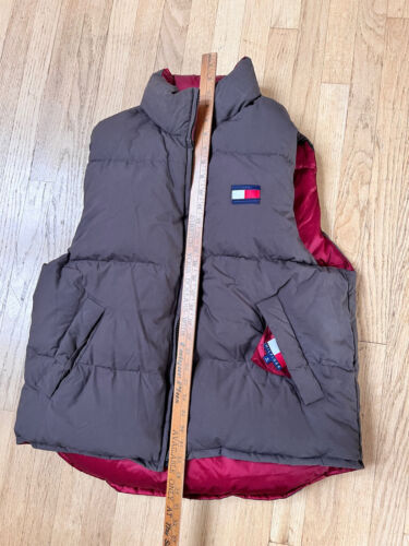 Vtg 90s Tommy Hilfiger Down Puffer Vest Zip Size Red/Grey MEDIUM Men’s CLEAN - Picture 4 of 7