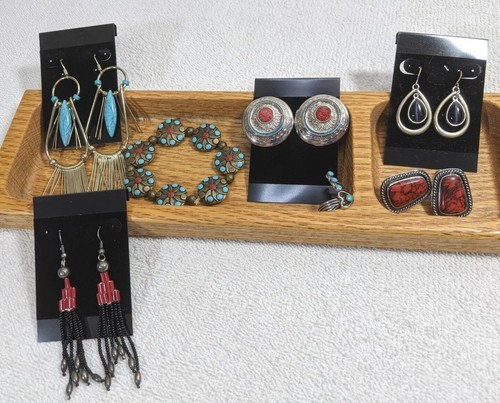Jewelry Lot Earrings Bracelet Rings Red Black Blue Turquoise Southwest Note - Picture 2 of 20