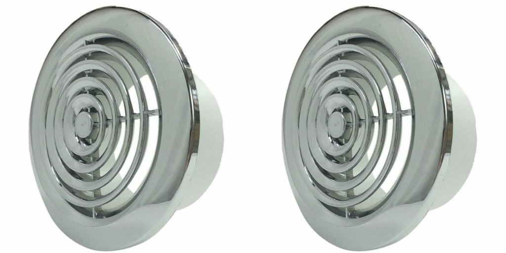 2 x Airvent 404147 Round Ceiling Diffuser Vent Grilles - Polished Chrome Effect