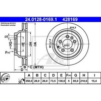ATE 2X Bremsscheibe Hinten 3580 BelüFtet FüR VW Touareg 7LA 7L6 7L7