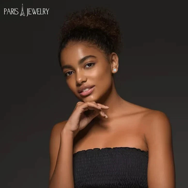 Серьги-гвоздики из розового золота 14 карат с одним белым бриллиантом 1/2 карата (G-H, SI) - Изображение 3 из 4