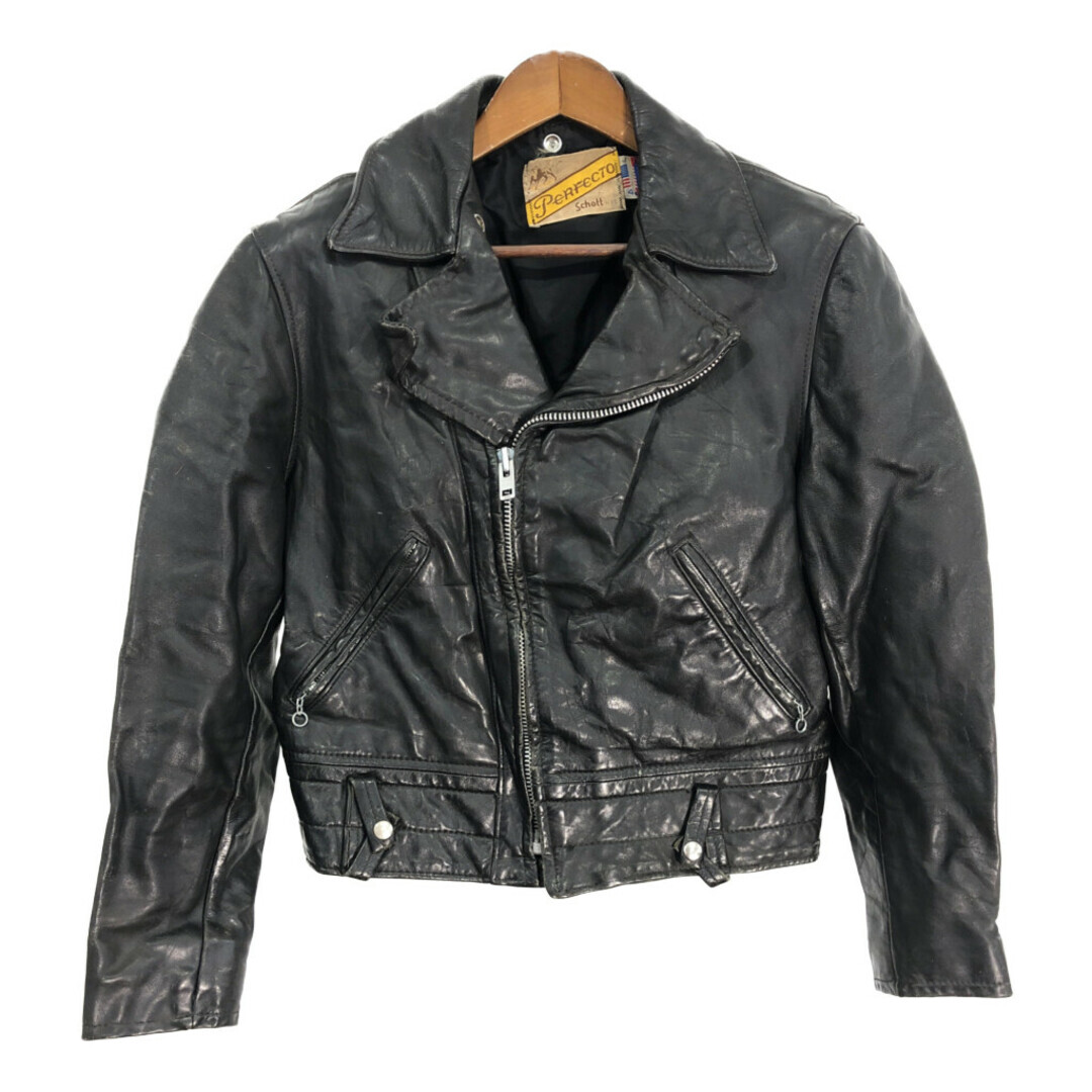Schott Double Riders Jacket Leather Black Mens 42 80's USA Schott Double Riders Jacket Leather Black Mens 42 80's USA