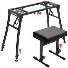 Collapsible Piano Stand Bench Set - Adjustable for 54-88 Key Digital Keyboards