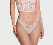 NWT Victoria's Secret Dream Angels Cherry Blossom Embroidery Brazilian Sz L Pink