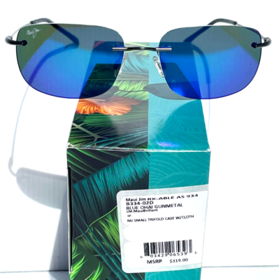 bmins NEW Maui Jim OHAI Gunmetal POLARIZED Blue Hawaii Mirror Lens