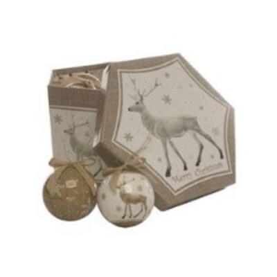 Festliche Decoupage Kugeln 14 x 7,5 cm - Rentier Gold P019106