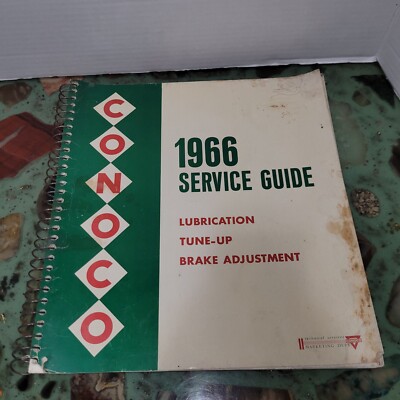VTG 1966 CONOCO Gas Station SERVICE GUIDE Lubrication Tune-Up Brake Adjustment
