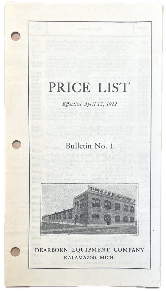 1922 DEARBORN EQUIPMENT CO KALAMAZOO MICHIGAN AUTOMOTIVE TOOL CATALOG